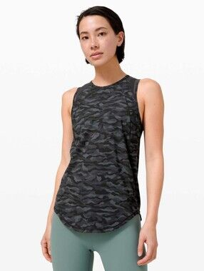 Lululemon Sculpt Tank Top - Sequoia Camo Deep Coal Black - Size 8